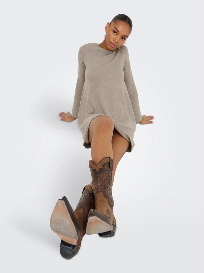 Only Midi-jurk ONLAMALIO LIFE LS ONECK DRESS KNT - Foto 4