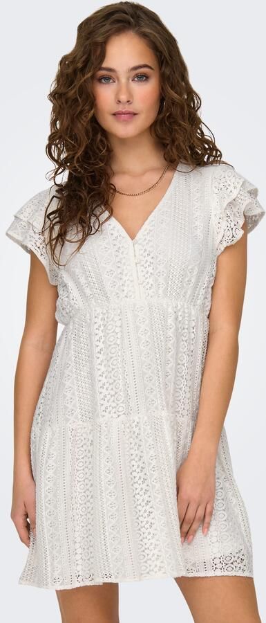 Only Licht uitlopende kanten jurk van puur katoen model 'HELENA' - Foto 4