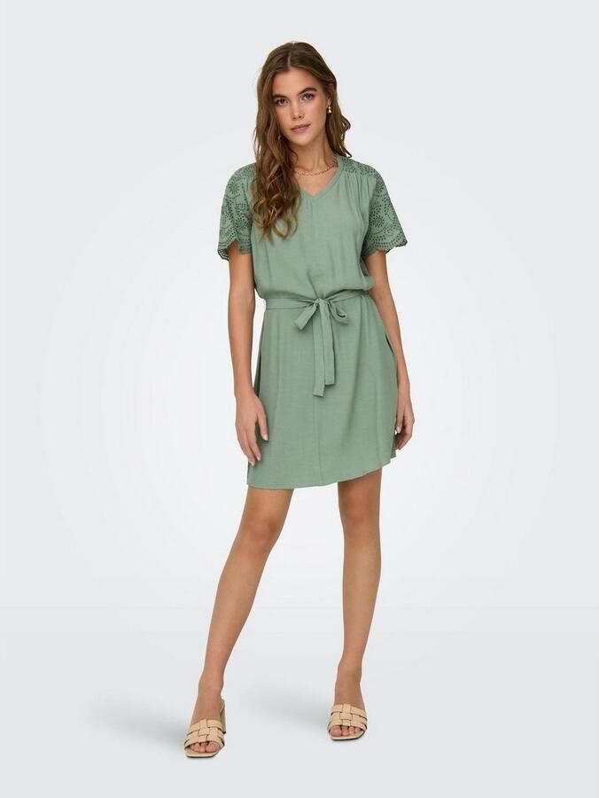 Only Mini-jurk ONLJODIE ROU SS V-NECK DRESS WVN - Foto 4