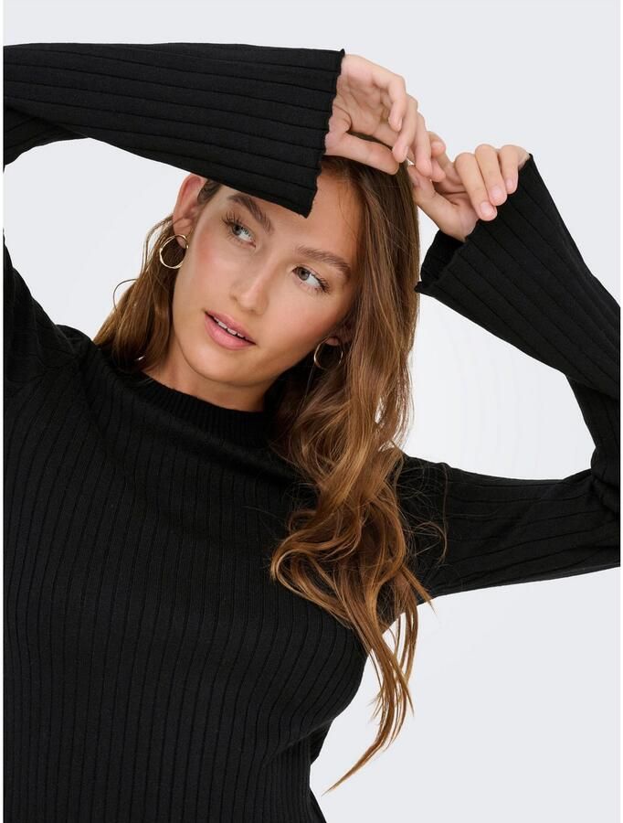 Only Uitlopende gebreide jurk van viscosemix model 'MICHELLA'