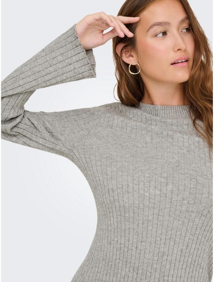 Only Uitlopende gebreide jurk van viscosemix model 'MICHELLA'