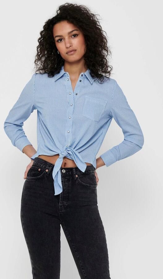 Only Olecey LS Stripe Knot DNM Shirt Cloud Dancer MEDIUM Blue | Freewear Blauw Blue Dames - Foto 9