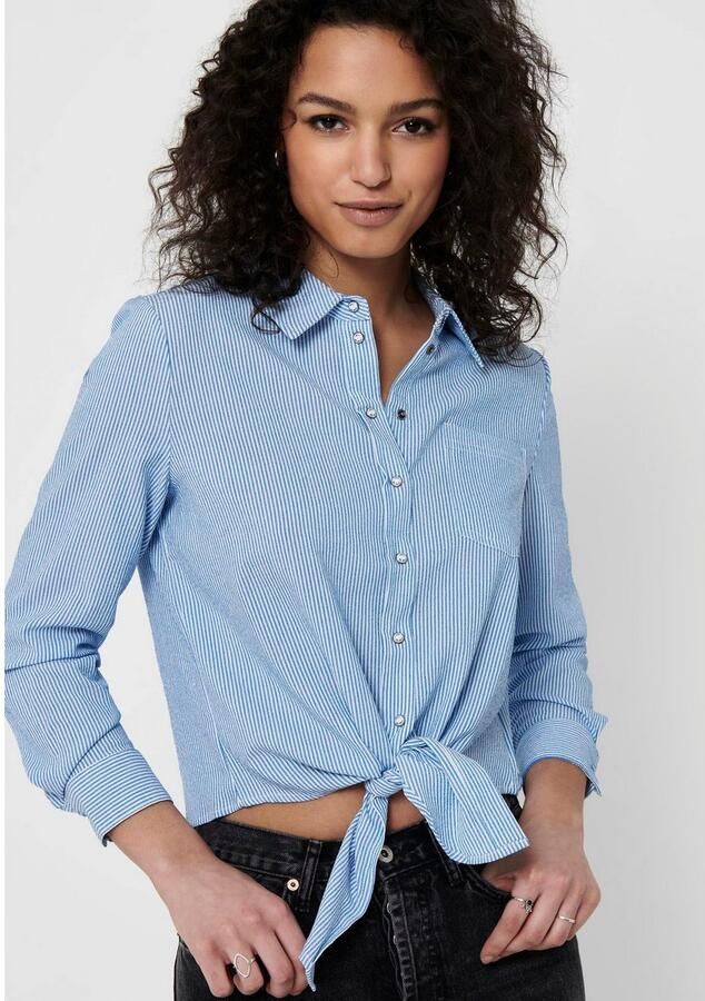 Only Olecey LS Stripe Knot DNM Shirt Cloud Dancer MEDIUM Blue | Freewear Blauw Blue Dames - Foto 5