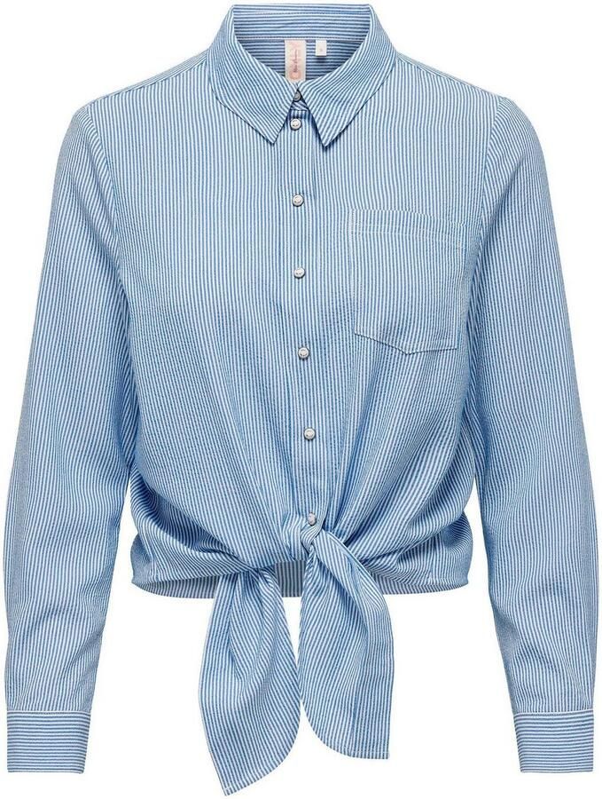 Only Olecey LS Stripe Knot DNM Shirt Cloud Dancer MEDIUM Blue | Freewear Blauw Blue Dames - Foto 4