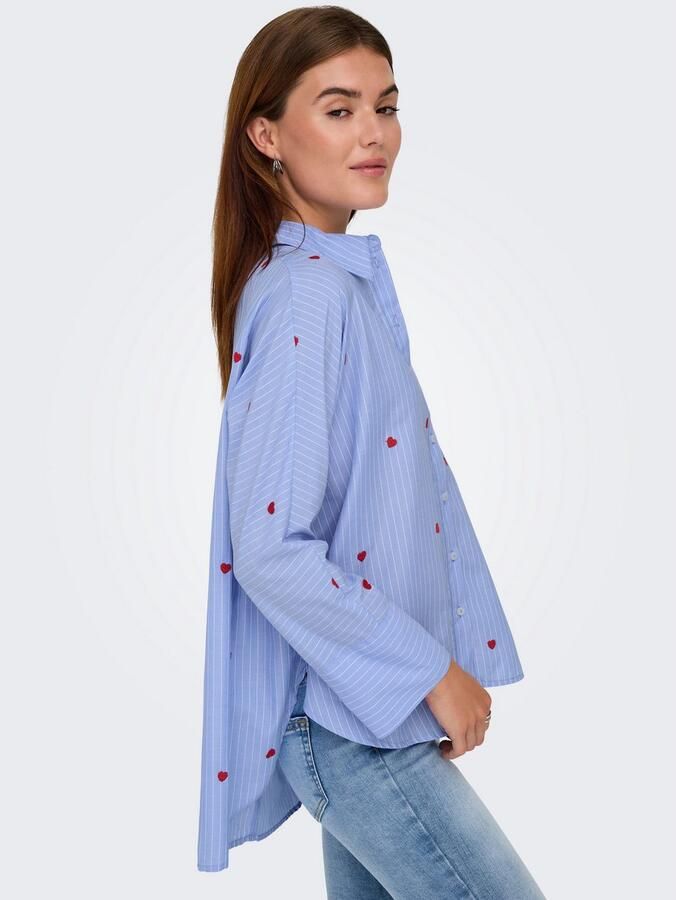 Only Regular fit blouse met lange mouwen en motiefstitching 'NEW LINA GRACE'