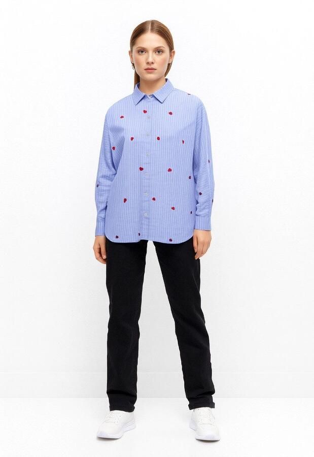 Only Regular fit blouse met lange mouwen en motiefstitching 'NEW LINA GRACE' - Foto 5