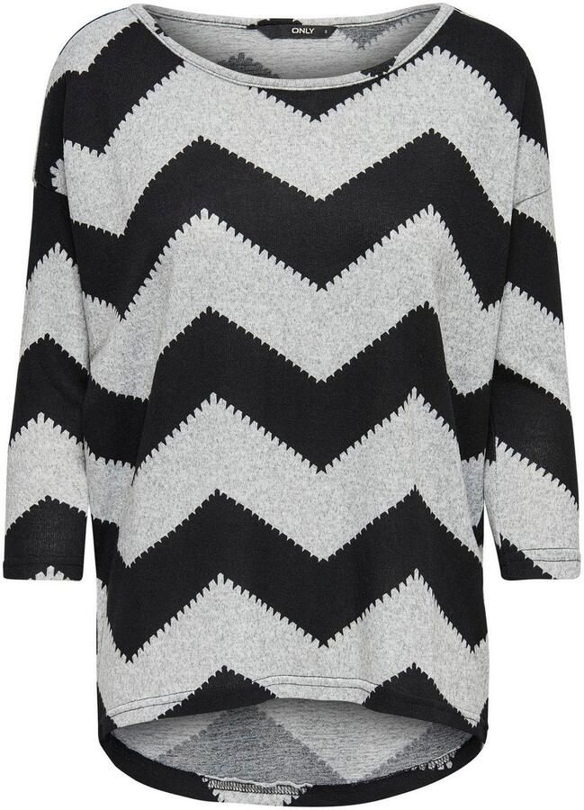 Only Grijze Gestreepte Gebreide Trui met Lange Mouwen Multicolor Dames - Foto 2