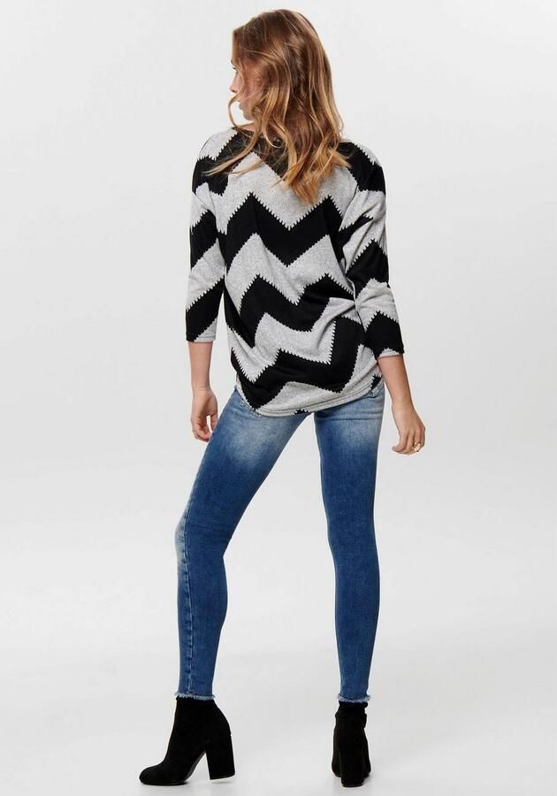 Only Grijze Gestreepte Gebreide Trui met Lange Mouwen Multicolor Dames - Foto 5