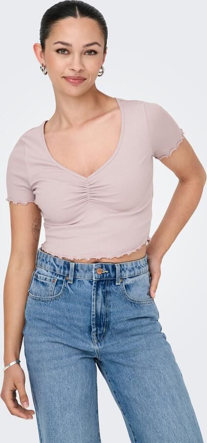 Only Regular fit korte top van een mix van katoen en elastaan model 'BETTY' - Foto 5