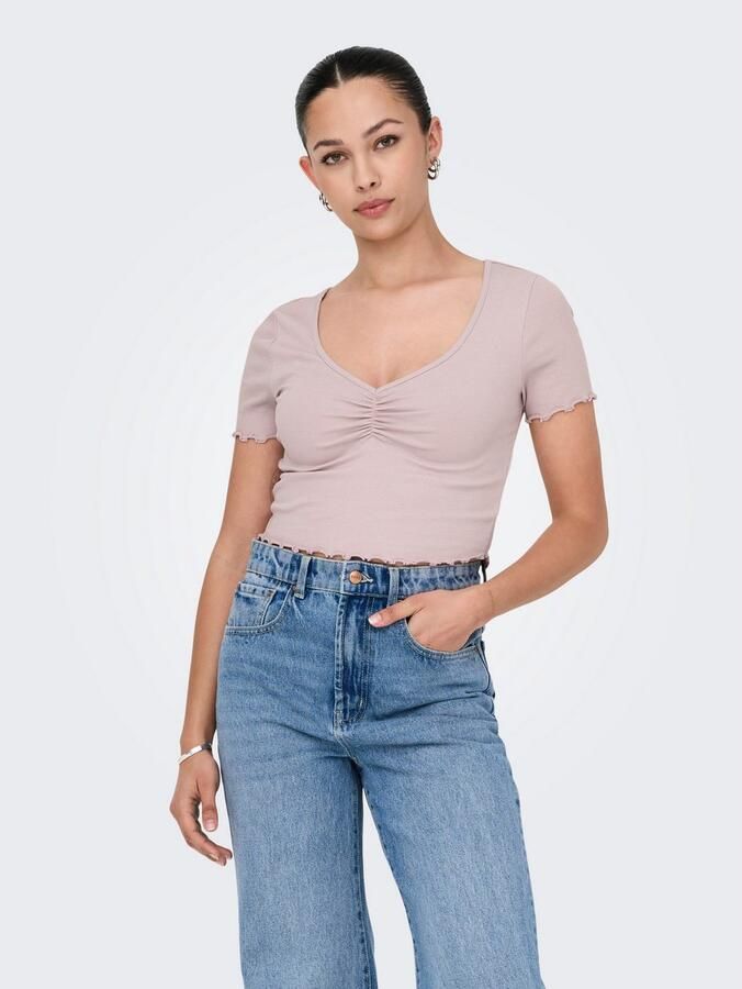 Only Regular fit korte top van een mix van katoen en elastaan model 'BETTY' - Foto 2