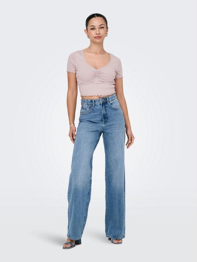 Only Regular fit korte top van een mix van katoen en elastaan model 'BETTY' - Foto 4