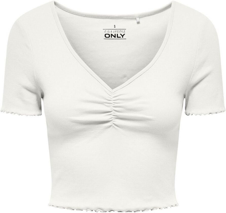 Only Regular fit korte top van een mix van katoen en elastaan model 'BETTY' - Foto 2