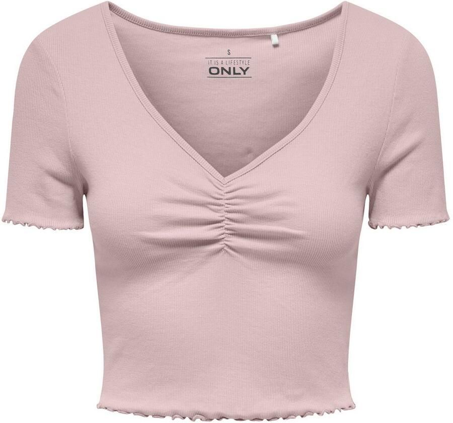 Only Regular fit korte top van een mix van katoen en elastaan model 'BETTY'