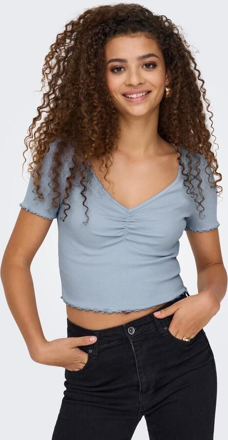 Only Regular fit korte top van een mix van katoen en elastaan model 'BETTY' - Foto 6