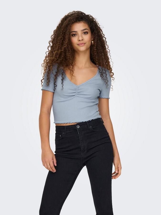 Only Regular fit korte top van een mix van katoen en elastaan model 'BETTY' - Foto 3