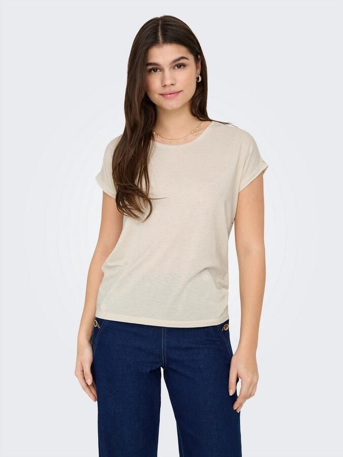 Only Shirt met korte mouwen ONLCLAUDIA S S GLITTER STRIPE TOP JRS - Foto 3