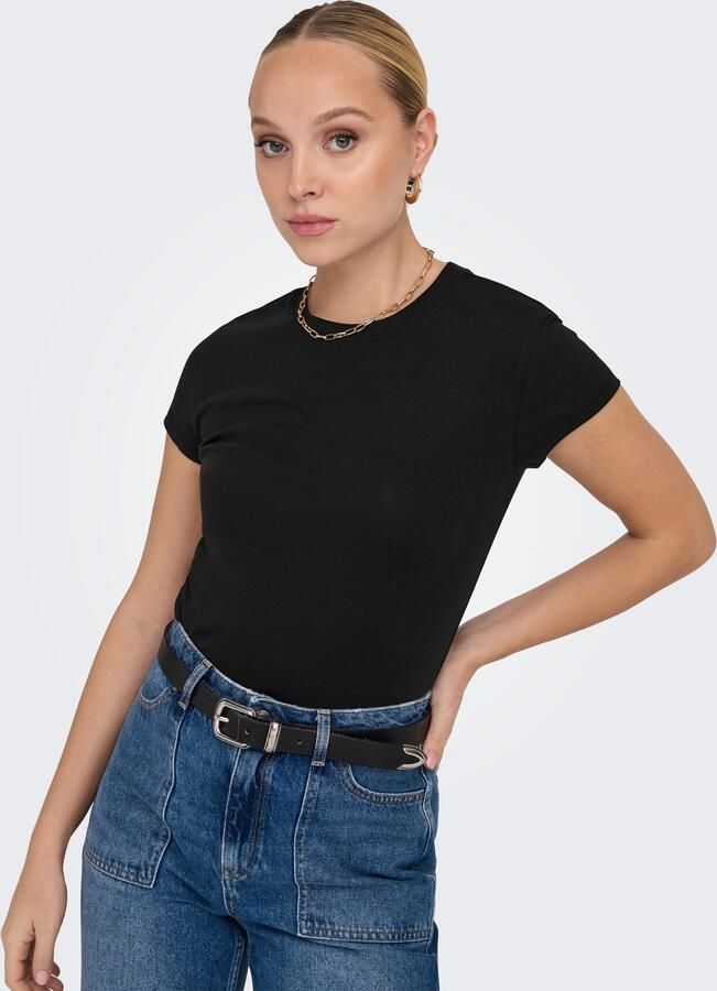 Only Shirt met korte mouwen ONLELINA S S O-NECK SHORT TOP JRS NOOS - Foto 5