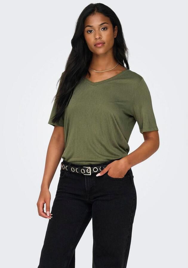Only Shirt met korte mouwen ONLELISE S S V-NECK TOP JRS NOOS - Foto 3