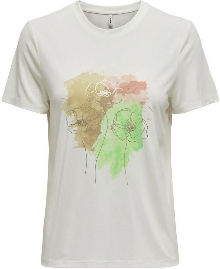 Only Shirt met korte mouwen ONLFREE LIFE REG S S LEAF TOP BOX JRS
