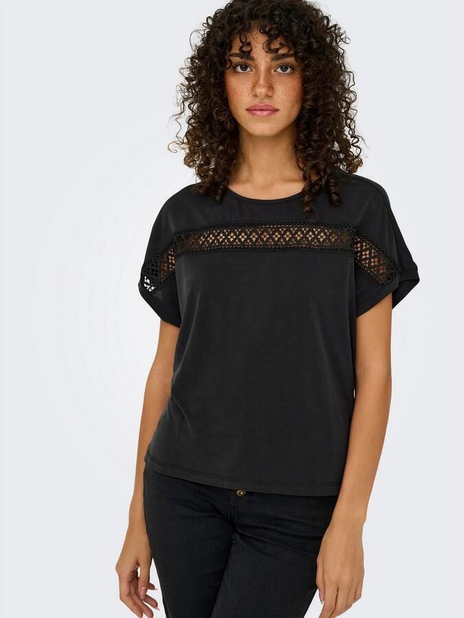 Only Shirt met korte mouwen ONLFREE LIFE S S LACE PANEL TOP JRS - Foto 3