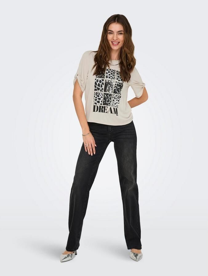 Only Shirt met korte mouwen ONLFREE – T-shirt met print voor casual combinaties modieus jersey regular fit materiaalmix ronde hals - Foto 5