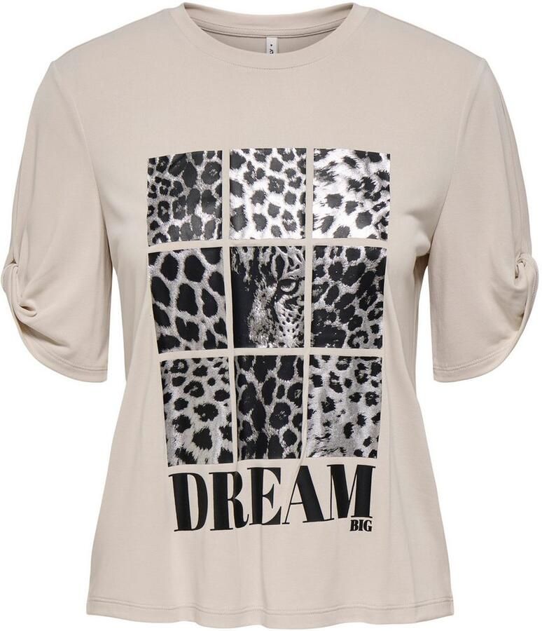 Only Shirt met korte mouwen ONLFREE – T-shirt met print voor casual combinaties modieus jersey regular fit materiaalmix ronde hals