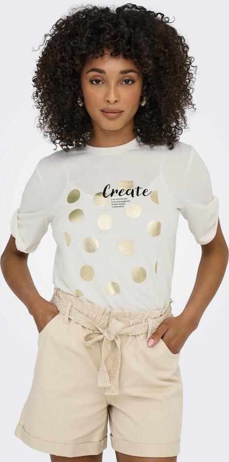 Only Shirt met korte mouwen ONLFREE – T-shirt met print voor casual combinaties modieus jersey regular fit materiaalmix ronde hals - Foto 9