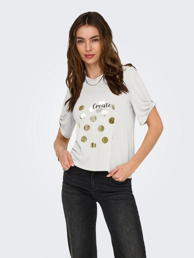 Only Shirt met korte mouwen ONLFREE – T-shirt met print voor casual combinaties modieus jersey regular fit materiaalmix ronde hals - Foto 4