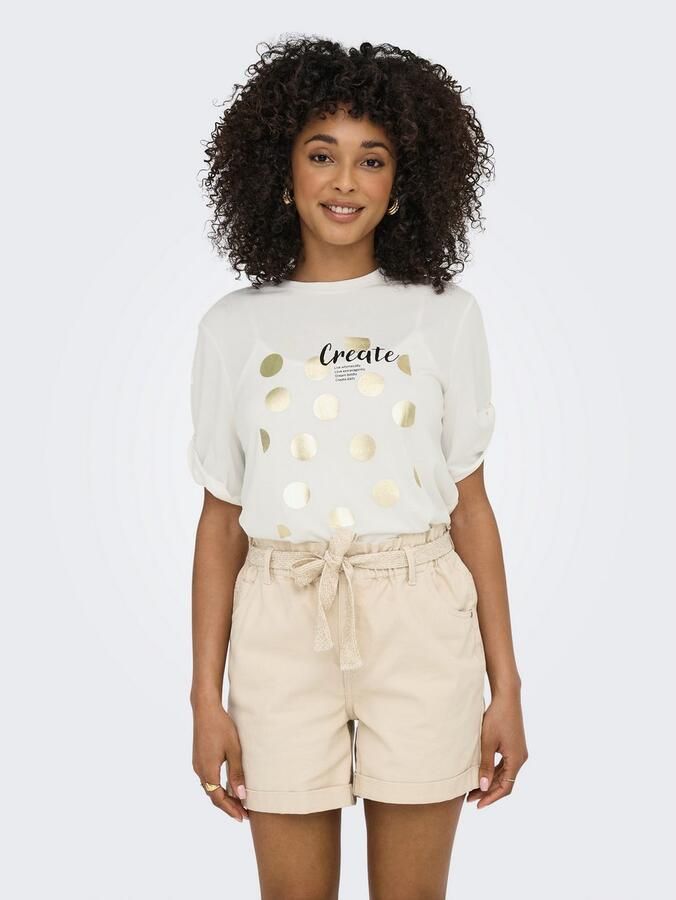 Only Shirt met korte mouwen ONLFREE – T-shirt met print voor casual combinaties modieus jersey regular fit materiaalmix ronde hals - Foto 5