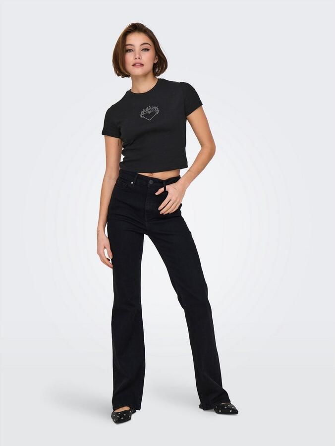 Only Shirt met korte mouwen ONLKIRA S S BLING O-NECK SHORT TOP JRS - Foto 4