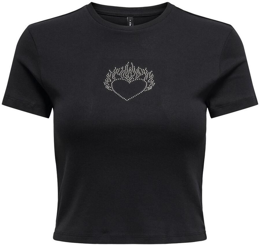 Only Shirt met korte mouwen ONLKIRA S S BLING O-NECK SHORT TOP JRS