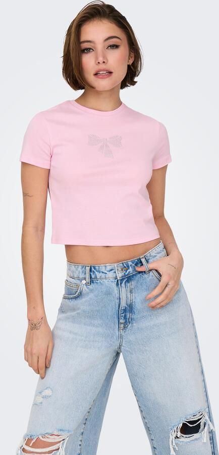 Only Shirt met korte mouwen ONLKIRA S S BLING O-NECK SHORT TOP JRS - Foto 6