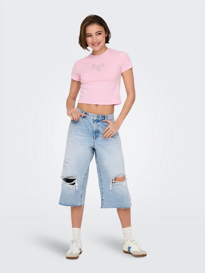 Only Shirt met korte mouwen ONLKIRA S S BLING O-NECK SHORT TOP JRS - Foto 5