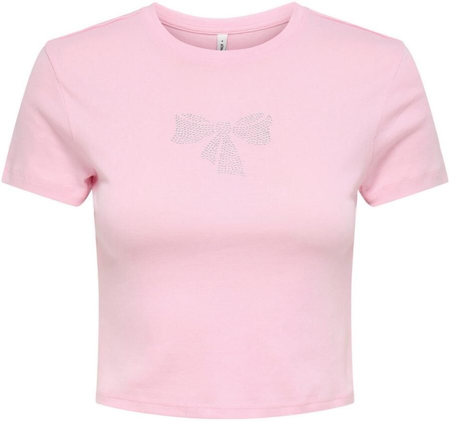 Only Shirt met korte mouwen ONLKIRA S S BLING O-NECK SHORT TOP JRS