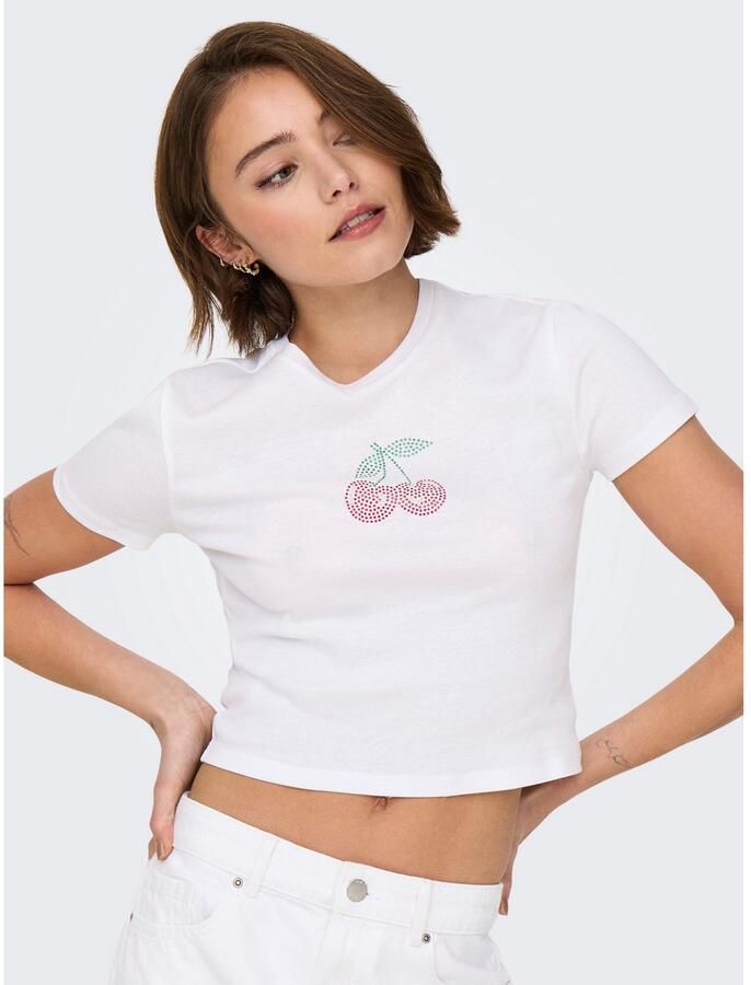 Only Shirt met korte mouwen ONLKIRA S S BLING O-NECK SHORT TOP JRS - Foto 3