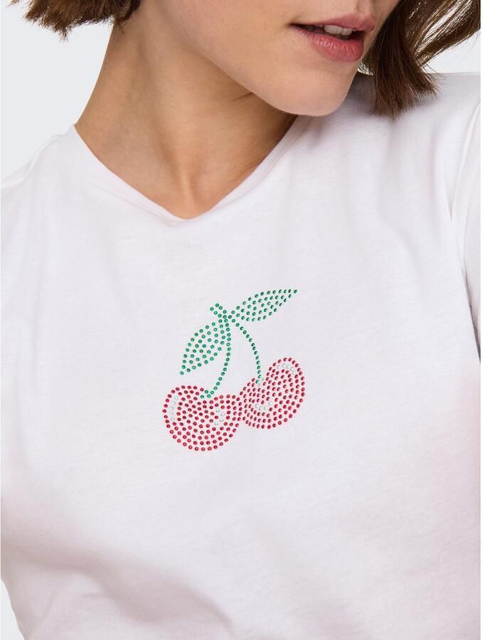 Only Shirt met korte mouwen ONLKIRA S S BLING O-NECK SHORT TOP JRS - Foto 4