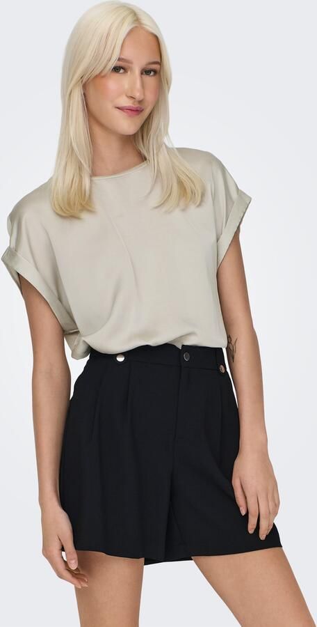 Only Shirt met korte mouwen ONLLIEKE S S SATIN MIX TOP WVN NOOS regular fit web polyester ronde hals effen - Foto 6