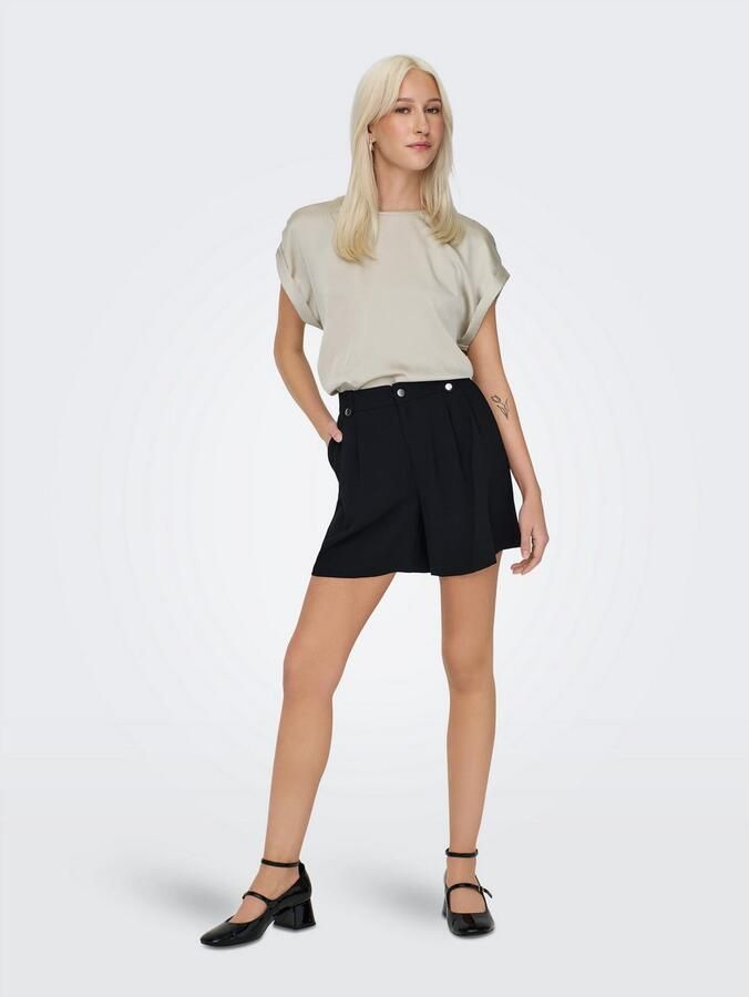 Only Shirt met korte mouwen ONLLIEKE S S SATIN MIX TOP WVN NOOS regular fit web polyester ronde hals effen - Foto 4