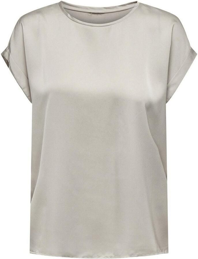 Only Shirt met korte mouwen ONLLIEKE S S SATIN MIX TOP WVN NOOS regular fit web polyester ronde hals effen