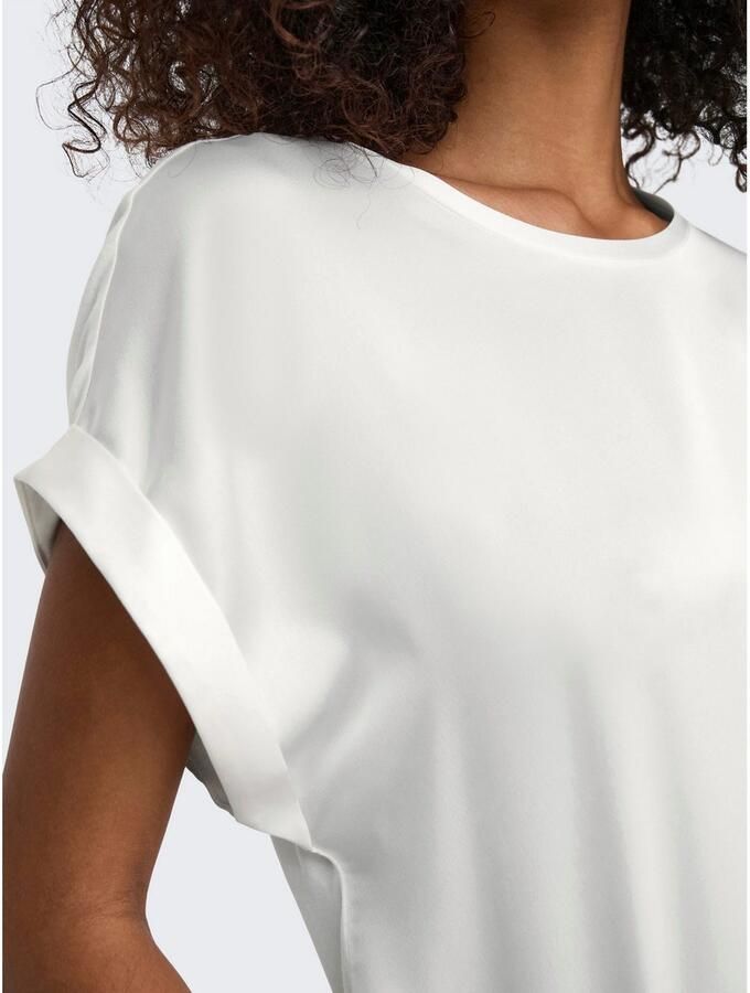 Only Shirt met korte mouwen ONLLIEKE S S SATIN MIX TOP WVN NOOS regular fit web polyester ronde hals effen - Foto 4