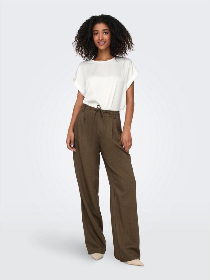 Only Shirt met korte mouwen ONLLIEKE S S SATIN MIX TOP WVN NOOS regular fit web polyester ronde hals effen - Foto 6