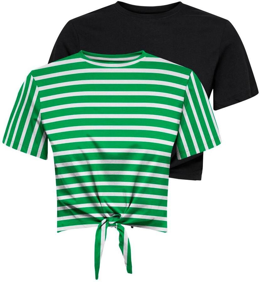 Only Shirt met korte mouwen ONLMAY LIFE S S SHORT KNOT TOP BOX 2PACK (set 2-delig)