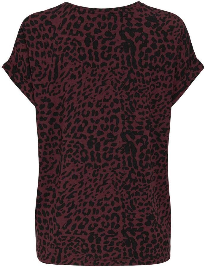 Only Shirt met korte mouwen ONLMOSTER – Shirt met dierenprint en losse snit animal-print modieus loose fit viscosemix ronde hals