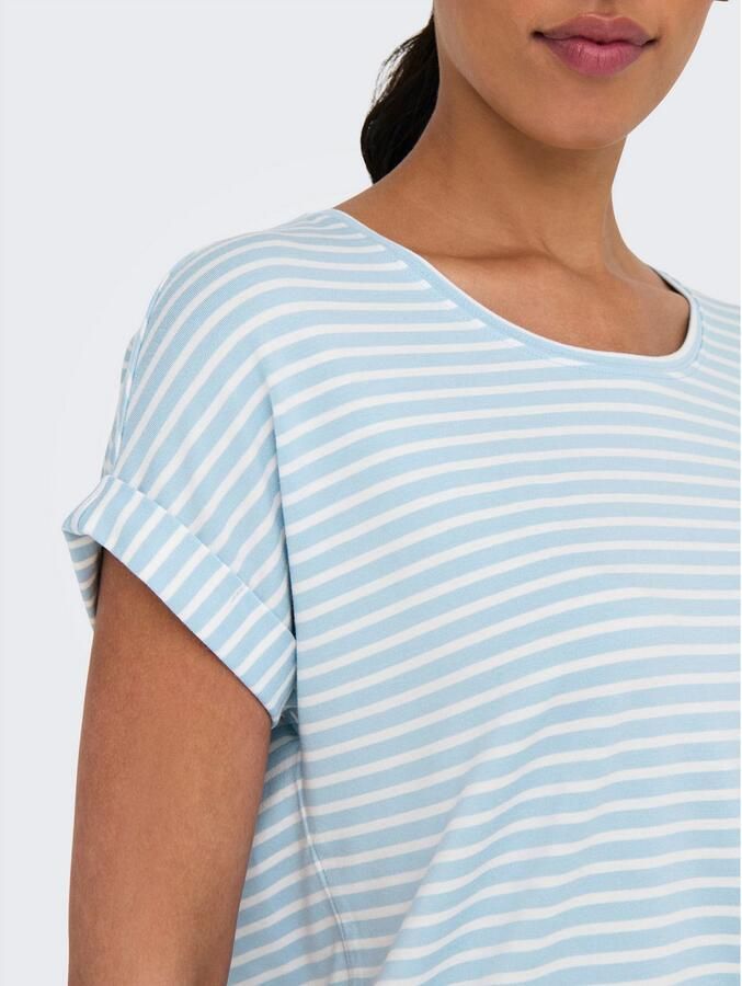 Only Shirt met korte mouwen ONLMOSTER STRIPE S S O-NECK TOP JRS NOOS gestreept casual gesneden jersey ronde hals viscosemix - Foto 2