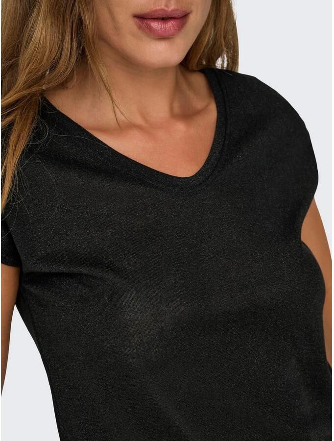Only Shirt met korte mouwen ONLSILVERY S S V NECK LUREX TOP JRS NOOS - Foto 2