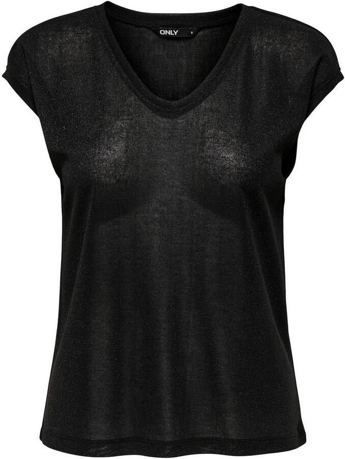 Only Shirt met korte mouwen ONLSILVERY S S V NECK LUREX TOP JRS NOOS - Foto 3