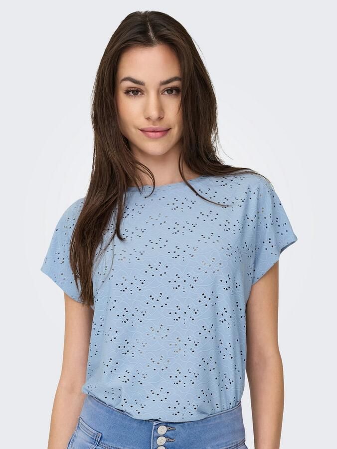 Only Shirt met korte mouwen ONLSMILLA LIFE S S TOP JRS NOOS regular fit modisch single jersey materiaalmix ronde hals - Foto 4