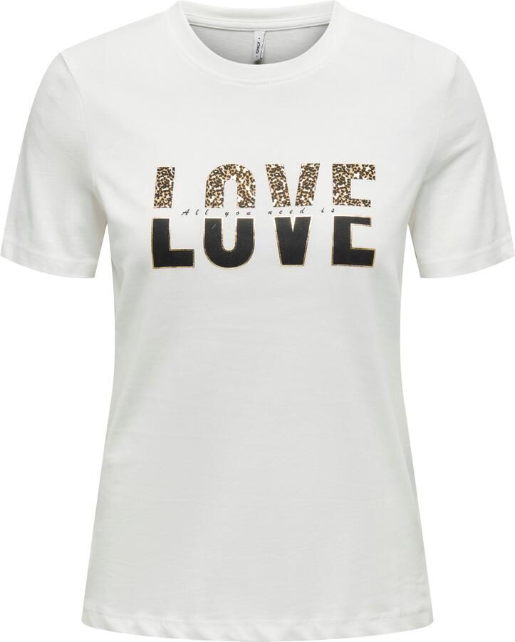 Only Shirt met korte mouwen ONLTANYA LIFE REG S S LEO PRINT TOP JRS