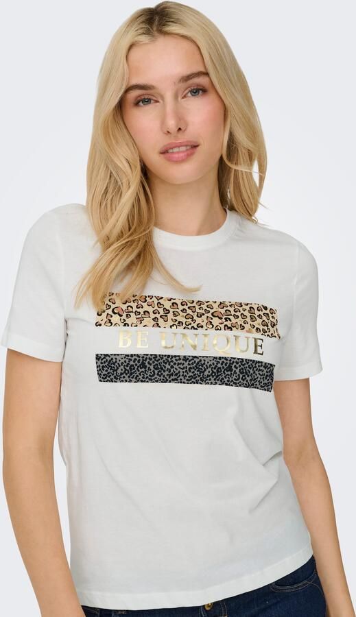 Only Shirt met korte mouwen ONLTANYA LIFE REG S S LEO PRINT TOP JRS - Foto 5