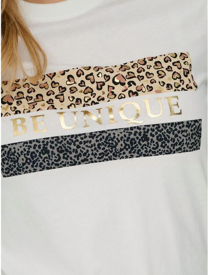 Only Shirt met korte mouwen ONLTANYA LIFE REG S S LEO PRINT TOP JRS